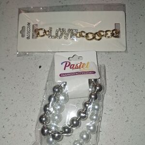 Silver and White Bracelet Set